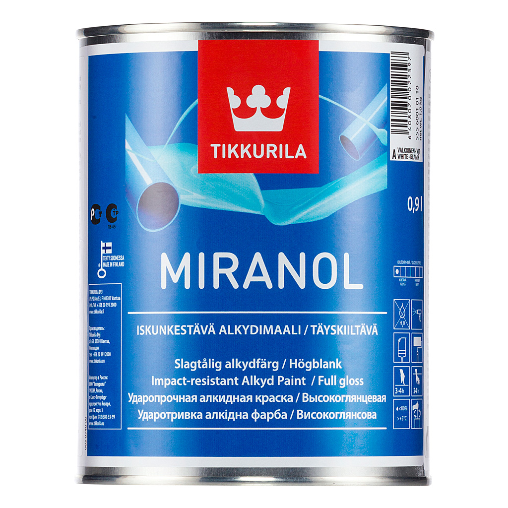 Эмаль Tikkurila Миранол высокоглянцевая для металла и дерева (Финляндия)