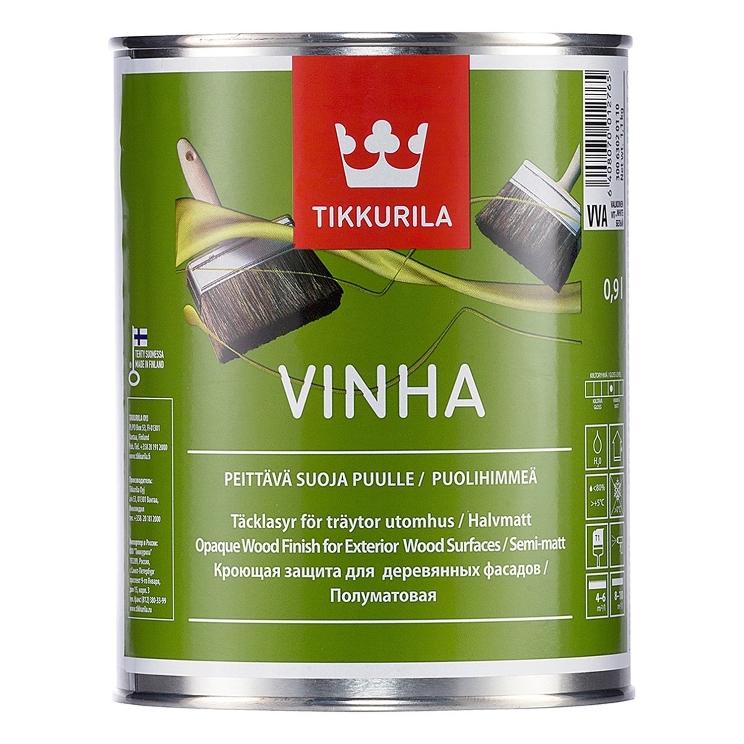 Кроющий антисептик Tikkurila Винха полуматовый для деревянных фасадов (Финляндия)